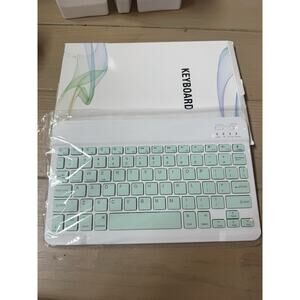 Wireless Bluetooth Keyboard Rechargeable Slim iOS Android Windows Green 10 Inch